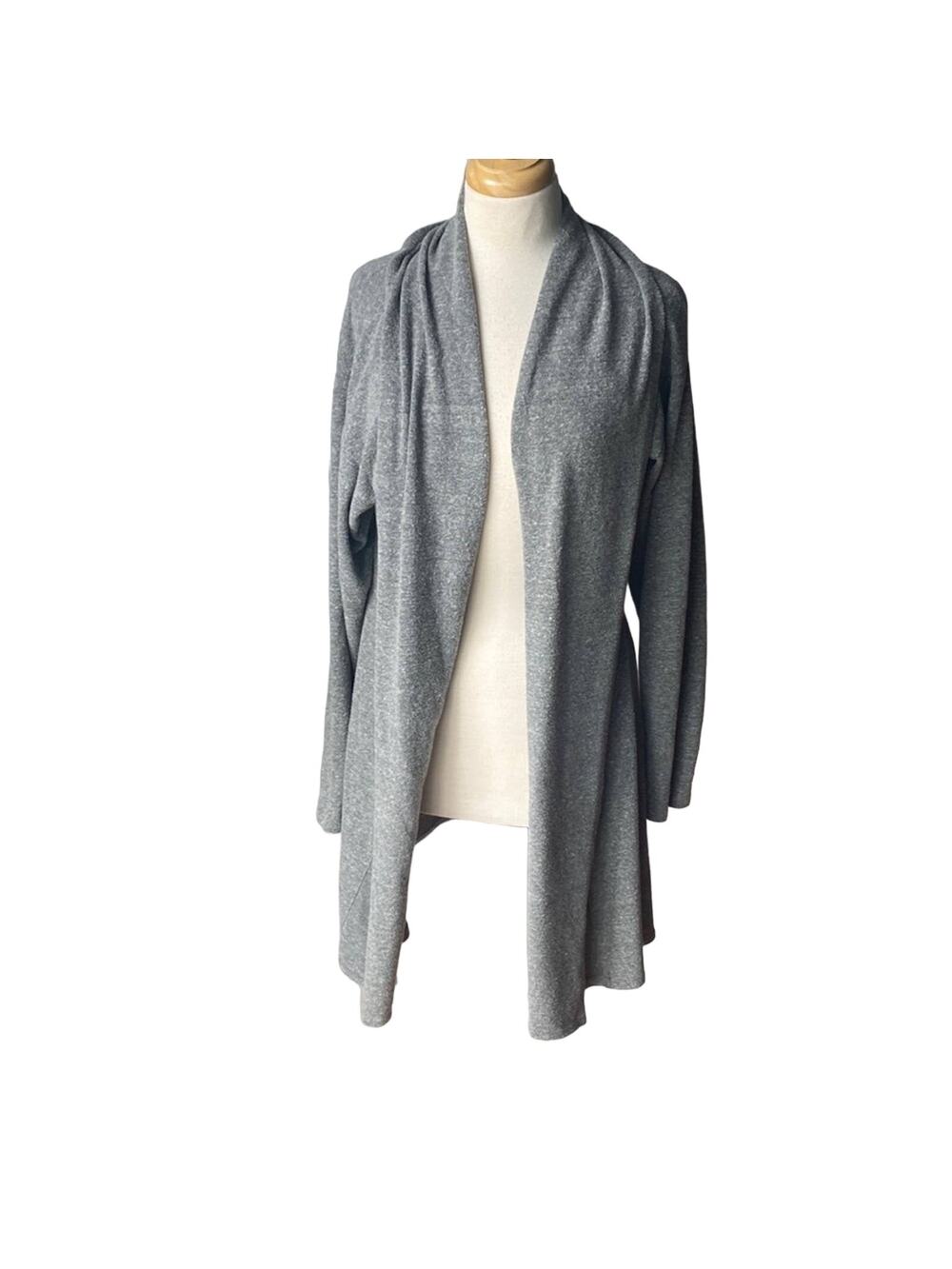 JOAH BROWN Open Front Long Sleeve Cardigan Gray Marbled ONE SIZE